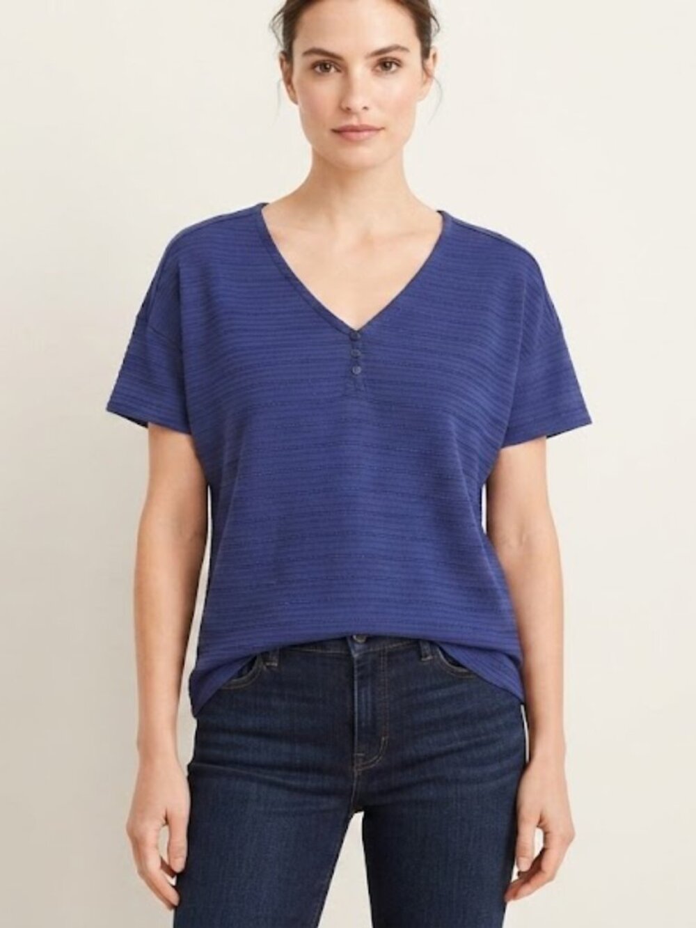 Talbots Blue Short Sleeve V-Neck Top